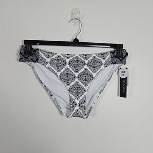 La Blanca Women's Oasis Tile Side Shirred Hipster UPF 50+ Bikini Bottoms 14 NEW